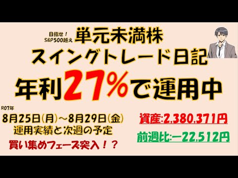 【年利27％】初心者でも簡単！単元未満株のスイングトレード運用実績_2025年8月25日～8月29日