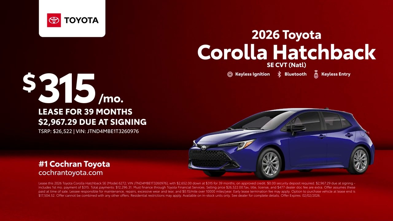 Toyota Corolla Hatchback 01/17/2026 6778116