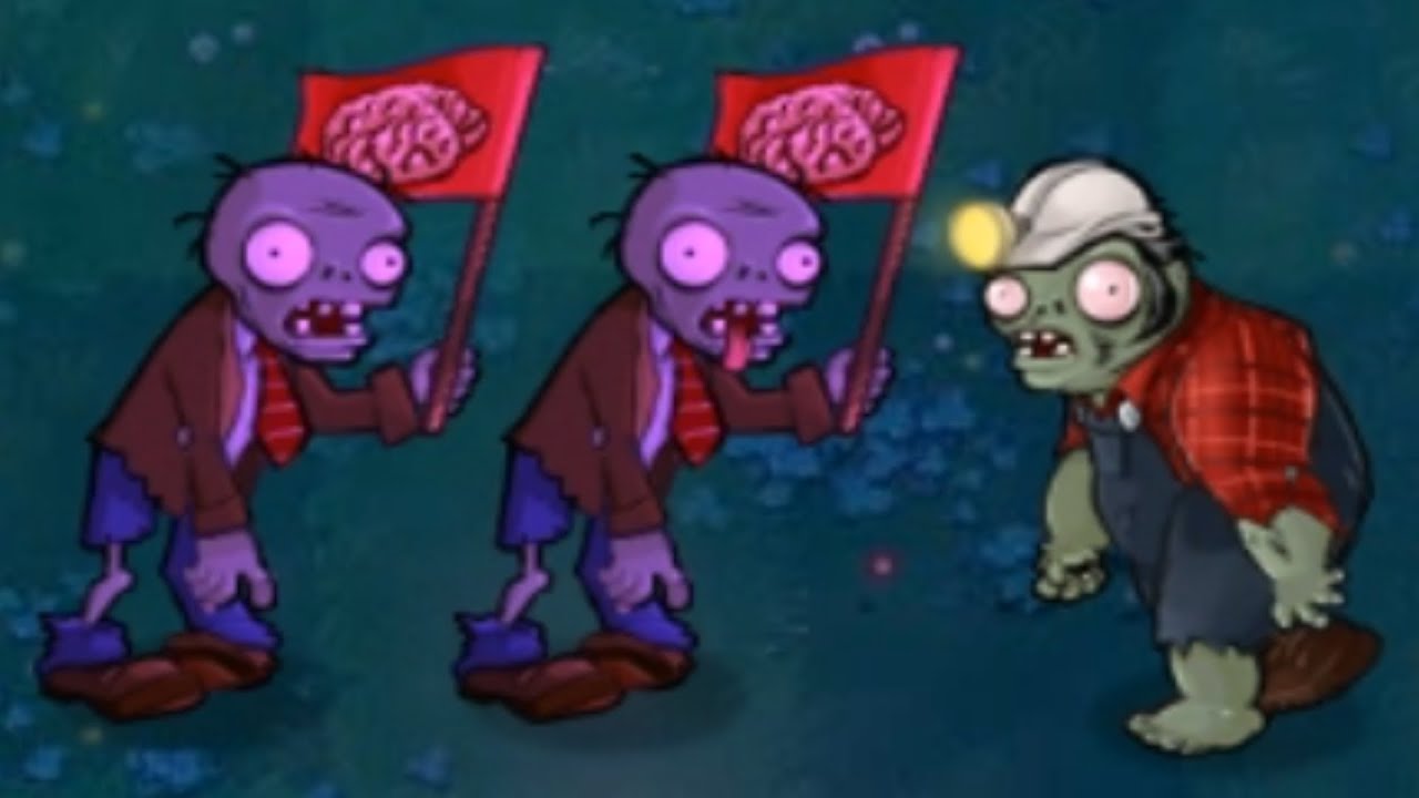 Plants Vs Zombies 2 Flag Zombie 2 Flag Zombies vs 1 Digger Zombie Fight // Plants vs Zombies - YouTube