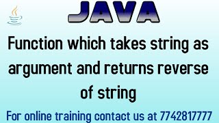 get reverse of string using function in java in hindi