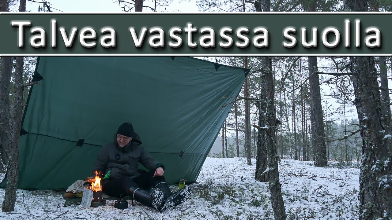 Talvinen päiväretki suolla ja tarppileiri suon laidalla | Otetaan vastaan talven kolmas ensilumi.
