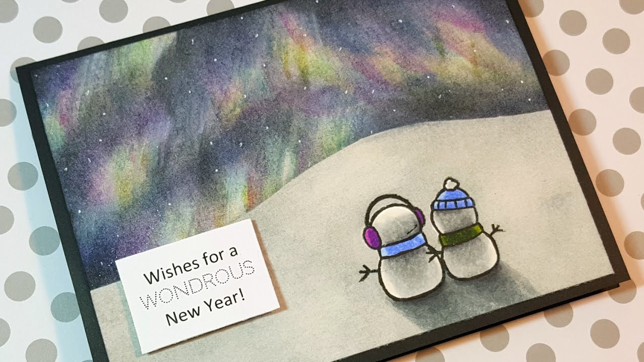 Northern Lights Card with Distress Inks & Spectrum Noir Markers