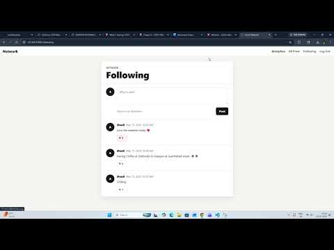 CS50’s Web Programming with Python and JavaScript Project 4 (Network)