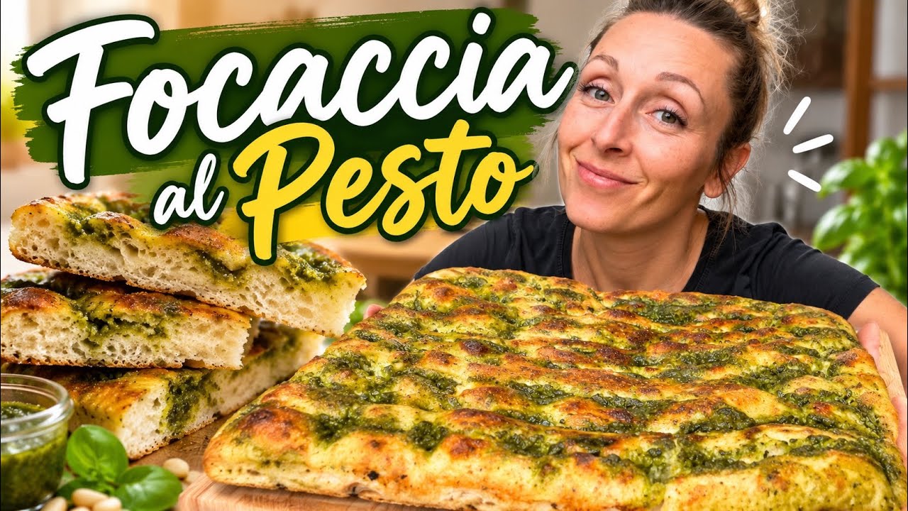 Focaccia al pesto: morbida, rustica e profumatissima