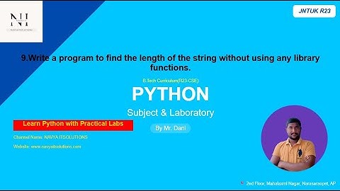 Python Program to Find String Length Without Built-in Functions | JNTUK R23 CSE Lab | EXP9