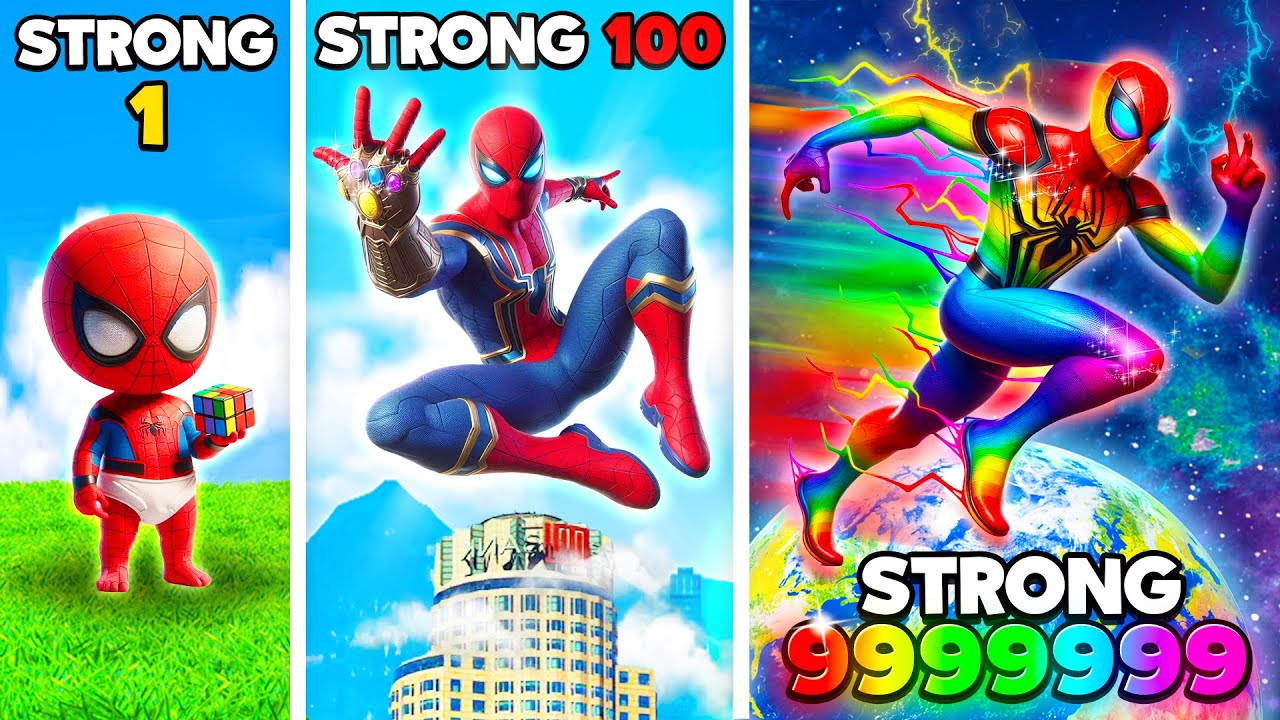 😂Weakest to Strongest SPIDERMAN in GTA 5!