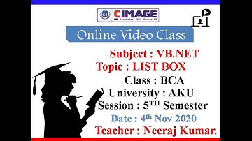 WINDOW PROGRAMMING IN VB.NET(LISTBOX)BY:-NEERAJ KUMAR SINGH