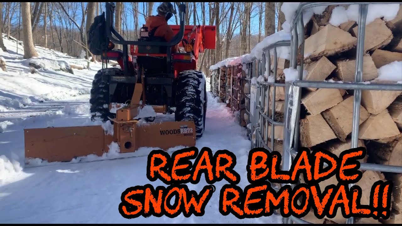 183 Kubota Tractor Rear Blade Snow Removal in the Firewood yard YouTube