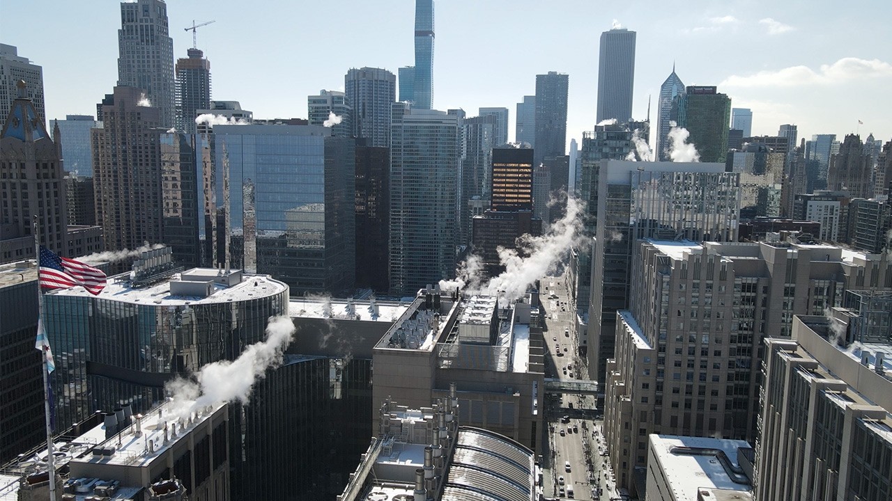 Striking Chicago Winter Aerial Cityscape