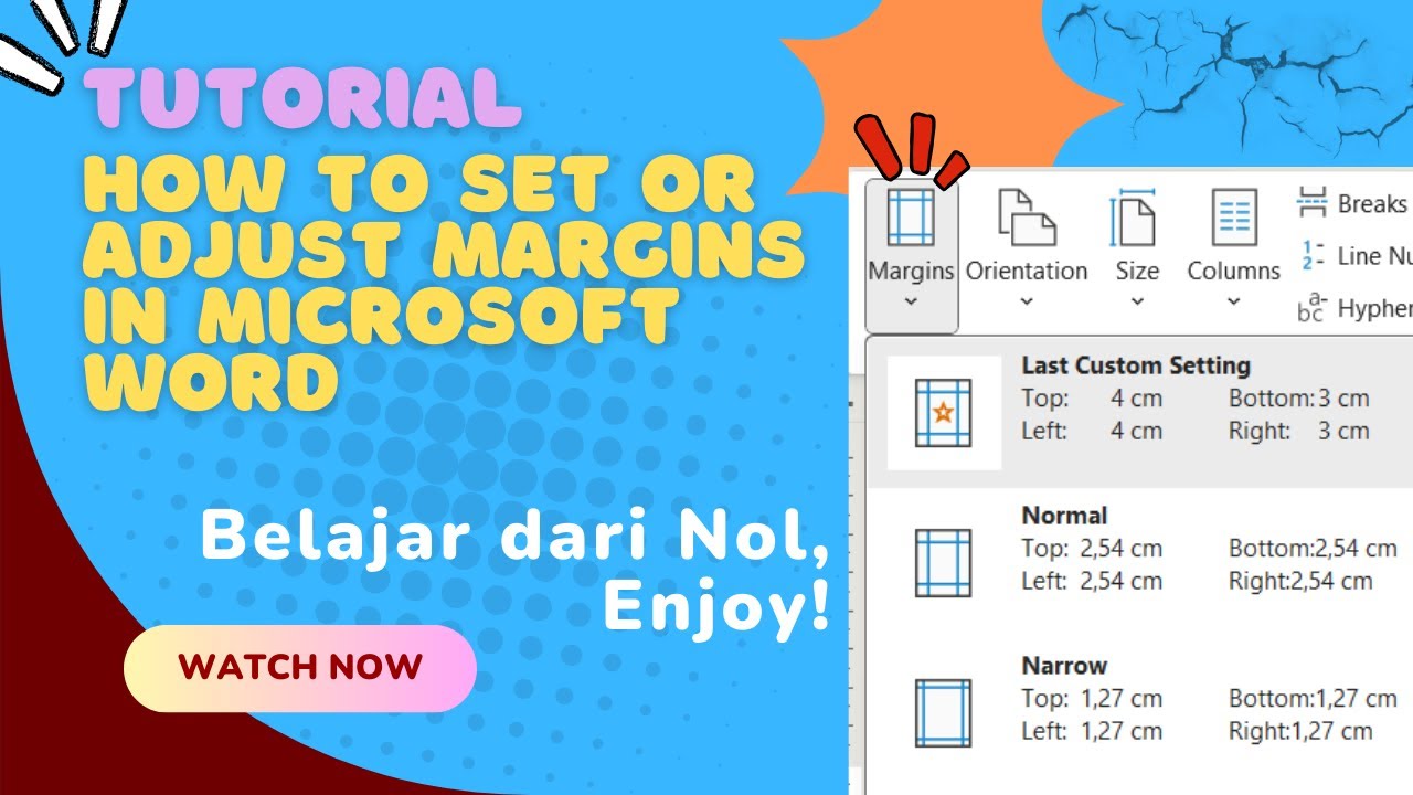 How to set or adjust margins in Microsoft Word.