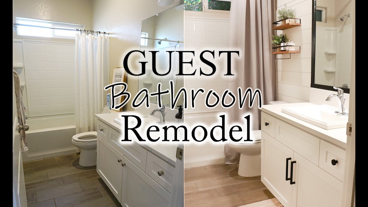 DIY: SHIPLAP WALL BATHROOM REMODEL - YouTube