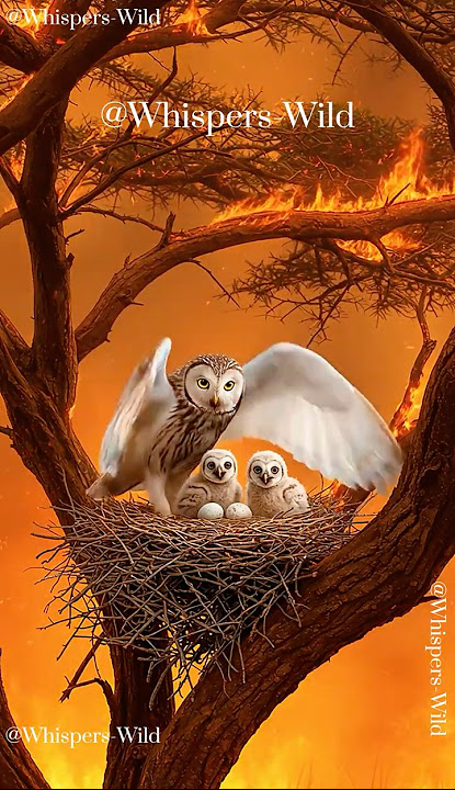 Brave Chimpanzees Save Owl Family from Wildfire #wildlife  #survival #owl