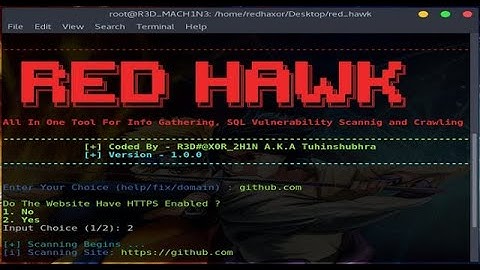 RED_HAWK -All in one tool for Information Gathering, Vulnerability Scanning  for hackers  in telugu