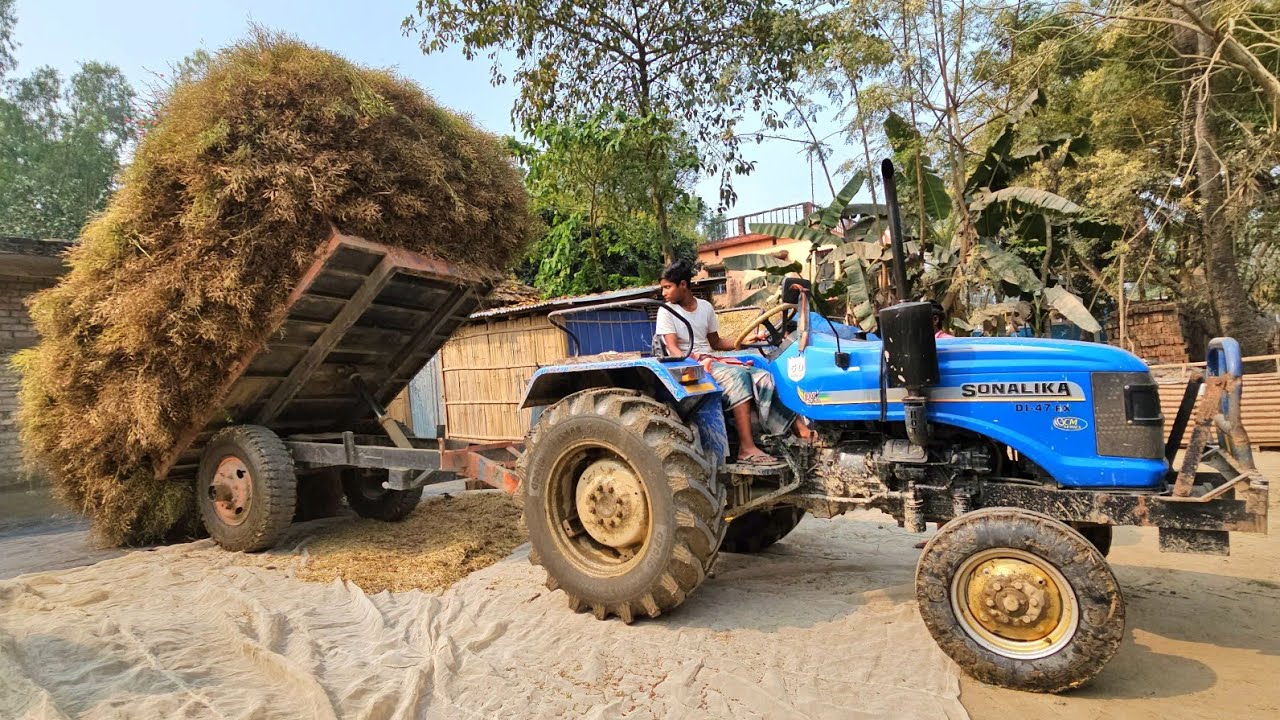 Sonalika Di 47 Tractor Stuck in Mud Fully Loading