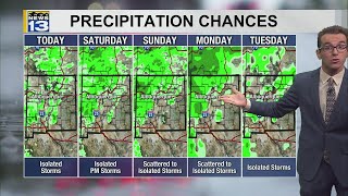 Fewer short-term storms today & brief heat-up @Krqenews13
