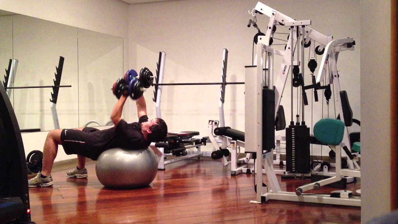 Alternating SwissBall Neutral Grip Dumbbell Bench Press YouTube