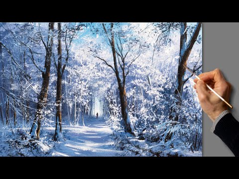Winter Forest Acrylic Landscape Painting Art Music Zeichnung Kunst Malerei Natur 