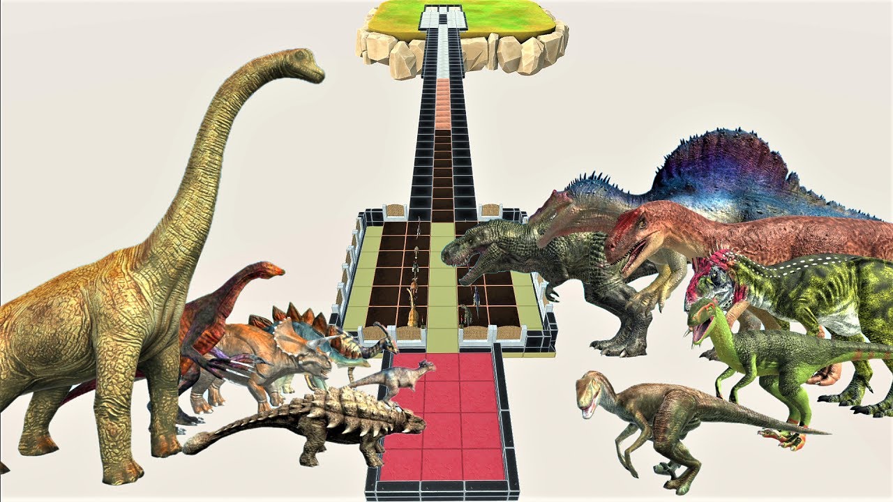 Relay race. CARNIVORE DINOSAURS vs. HERBIVORE DINOSAURS! | Animal Revolt Battle Simulator