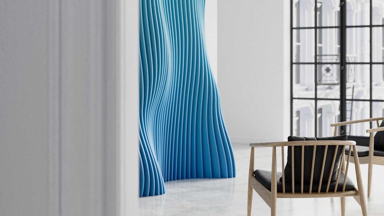 Parametric Sound Wave-Like Wall Panel / Product Reveal / Houdini / 3D / Animation / Redshift