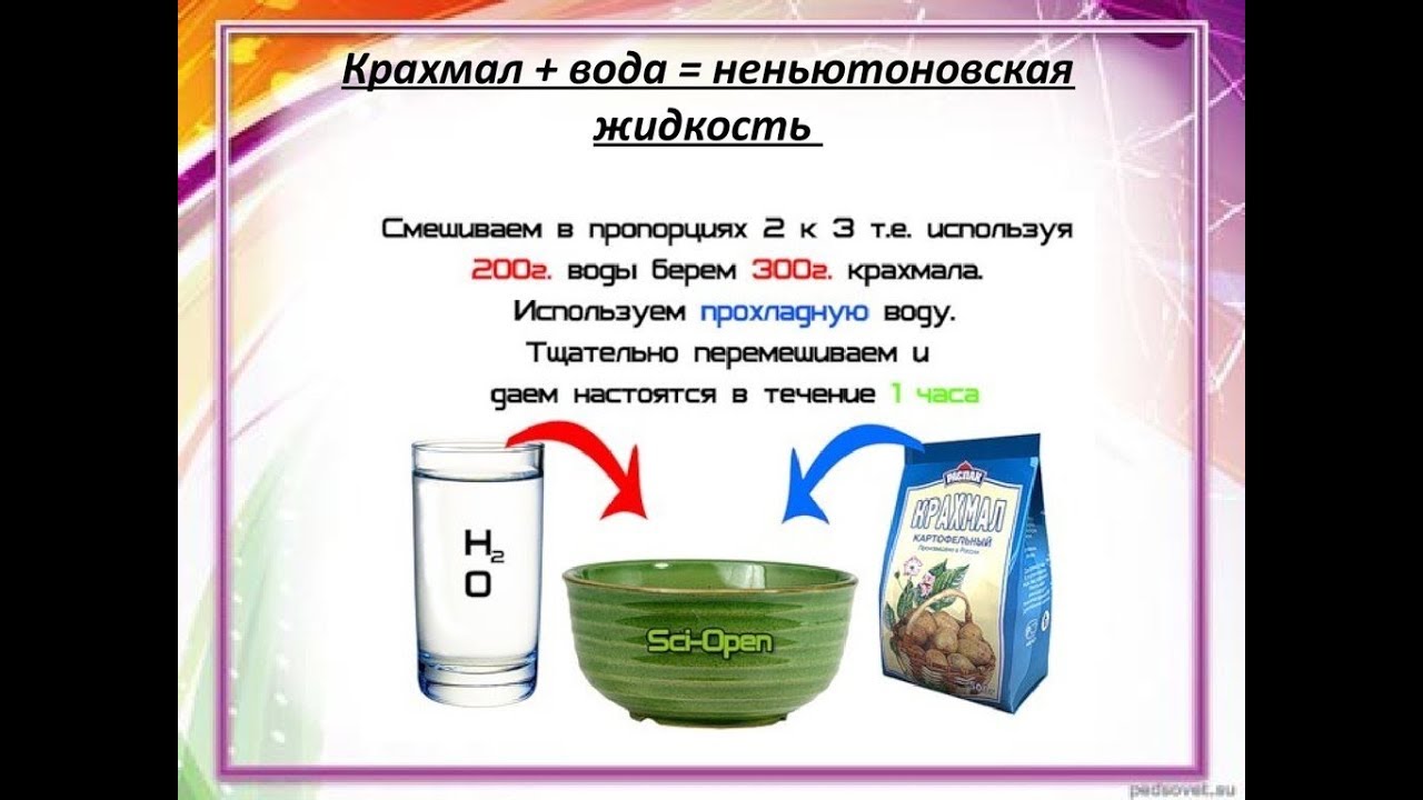 Какой рецепт воды. Опыт с крахмалом и водой Неньютоновская жидкость. Вода с крахмалом ньютоновская жидкость. Как сделать НЕНЬЮТОНОВСКУЮ жидкость в домашних условиях. Ньютоновская жидкость рецепт.