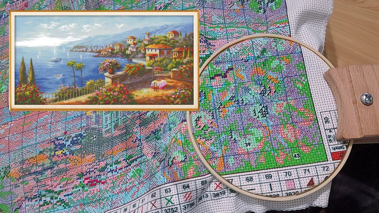 Flosstube 131 New Start & Stitch With Me: Mediterranean Style - Pre-printed Cross Stitch - Part 1