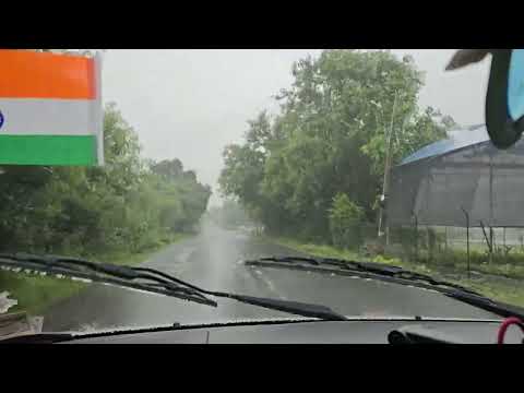 Monsoon rain on the highway