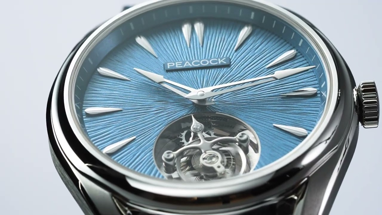 Peacock Divine Craft Hand-Made Micro-Engraved Ultra-Thin Tourbillon Watch 