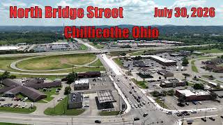 North Bridge Street in Chillicothe Ohio on July 30, 2026 drone view in 4K