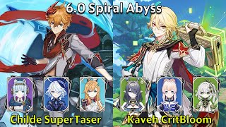 C0 Childe SuperTaser &amp; C6 Kaveh CritBloom - Genshin Impact 6.0 Spiral Abyss Full Clear