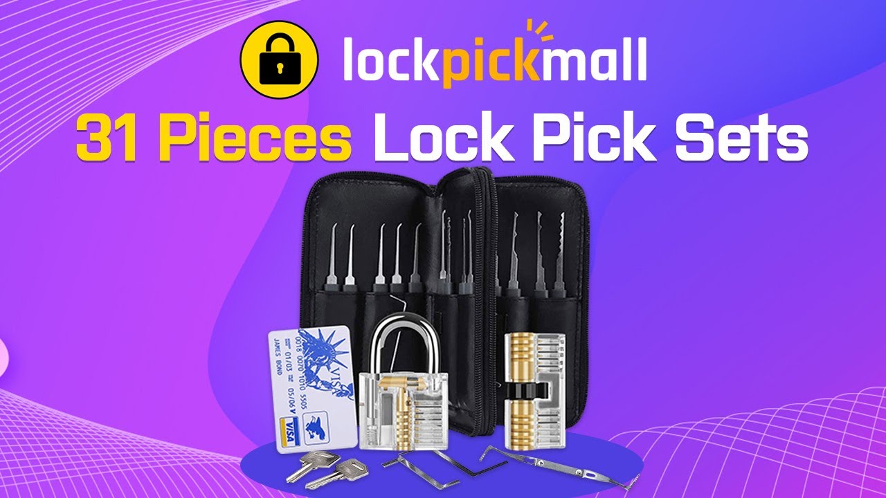31 Pieces Lock Pick Set W/2 Transparent Training Lock,24 Pcs Stainless Steel Lock Picking Kit