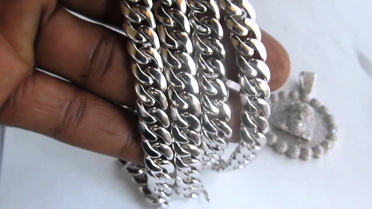 925 silver cuban link chain solid not hollow - YouTube
