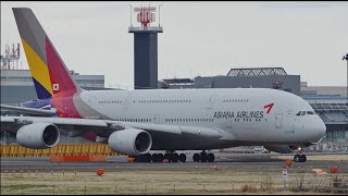 Asiana Airlines Airbus A380 A350 Takeoff From Narita 16R Hl7640 Hl8521 Nrtrjaa