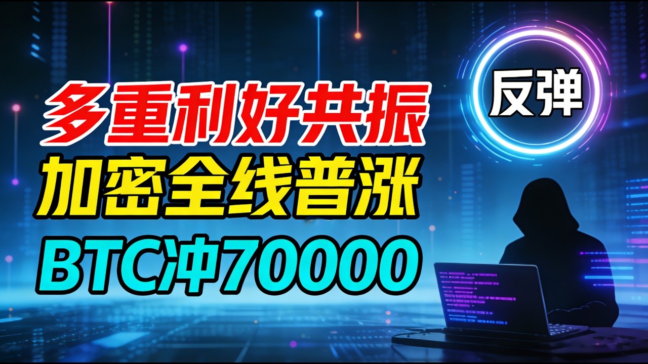【暴力反彈】多重利好共振！加密市场全线普涨，BTC 冲 70000 创反弹新高