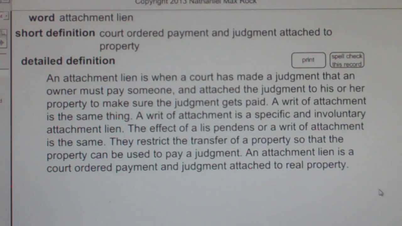 attachment lien Real Estate License Exam Study Guide