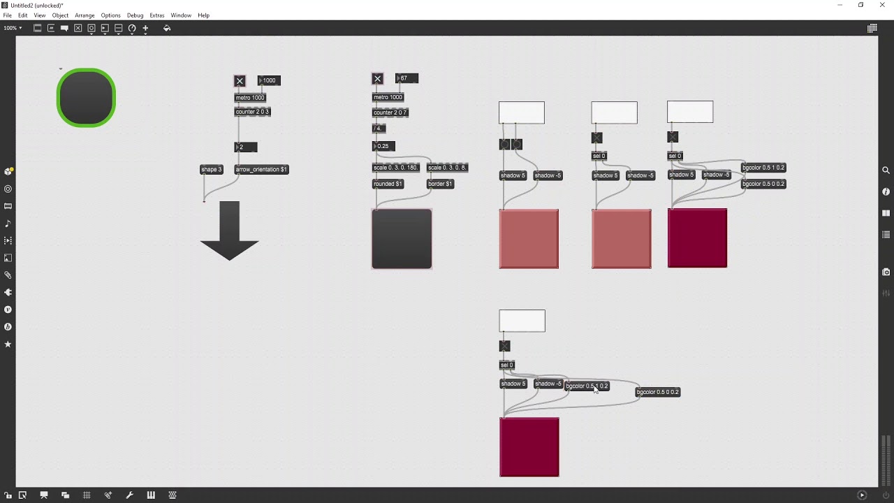 2. MAX msp GUI - Objeto PANEL/ custom button - YouTube