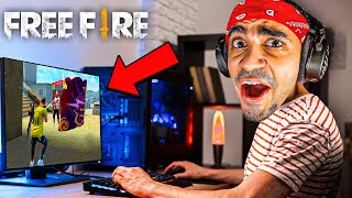 اقوى لاعب في فري فاير - اول مرة العب على الكمبيوتر 😍😱 - FREE FIRE