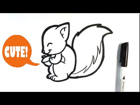 How to Draw a Squirrel - Cute - Easy Pictures to Draw - YouTube