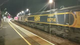 66 714 on the Southbound sleeper at Pitlochry 9/8/22.