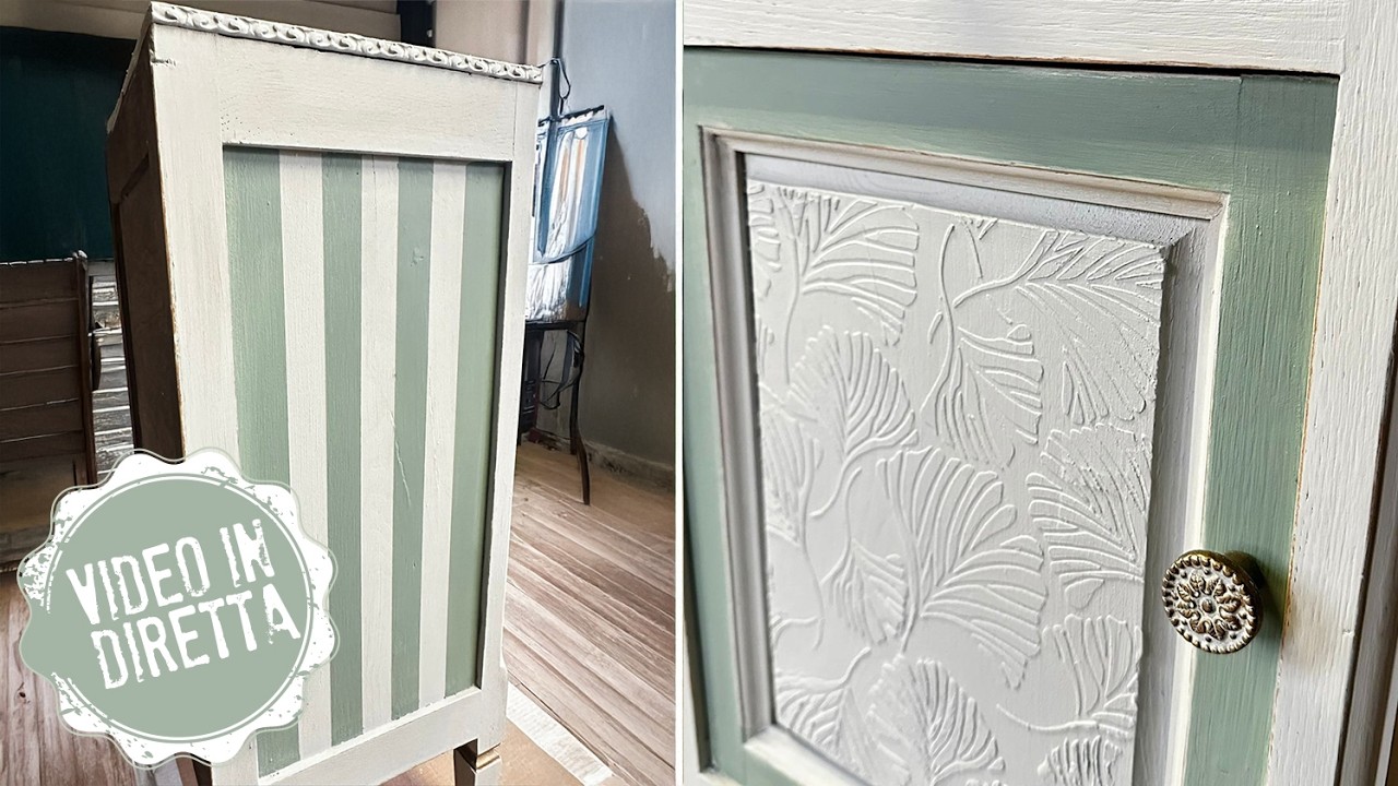 Decorate a nightstand with stripes and patinas @woodubendmouldings4330 120° Tea Talk with Posh Chalk