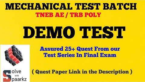 MECHANICAL TEST SERIES DEMO FOR TNEB AE / TRB POLYTECHNIC | Question Paper Link in Description