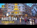 Barcelona Spain Evening Downtown Walk 4K Walking Tour 
