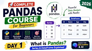 🚀 Complete Pandas Course for Beginners (2026) | What is Pandas Series & DataFrame | Day 1