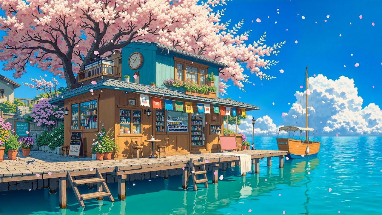 Breathe 🌸 Lofi Spring by the Sea 🌊 Gentle Ocean Sounds 🎵 Lofi Hip Hop to Chill, Relax & Heal