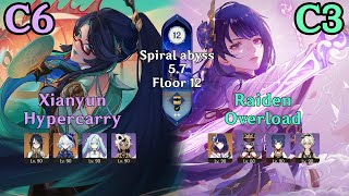 Download Lagu C6 Xianyun Hypercarry \u0026 C3 Raiden Overload | Spiral Abyss 5.7 Floor 12 | Genshin Impact MP3