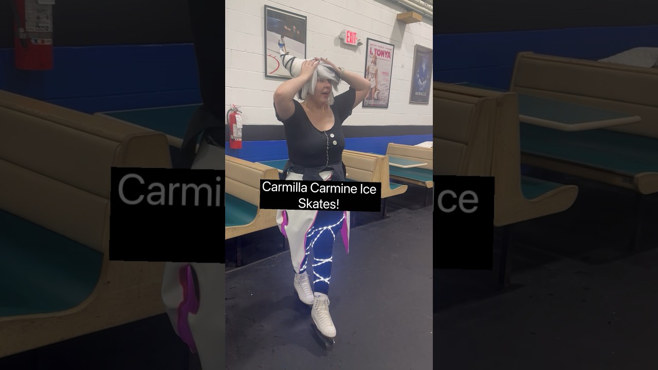 Out for love ON ICE 😂 Carmilla spins on ice skates. #cosplay #hazbinhotel #carmilla #iceskate