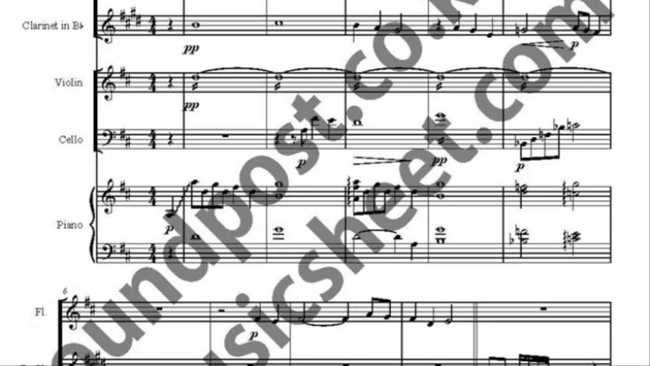 A Whole New World Flute Clarinet Violin Cello Piano Music Sheet Youtube
