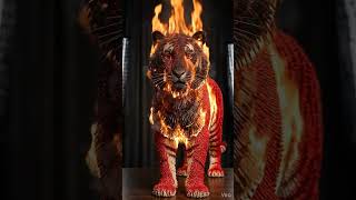 Tiger Made of Matches Burning in Slow Motion | AI Art