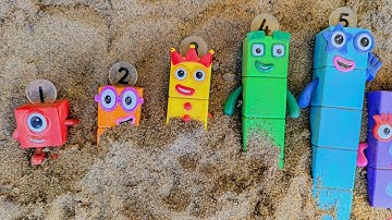 Numberblocks Buried in Sand! Find and Arrange Numbers Left to Right | Learn with Toys