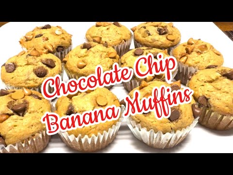 Chocolate Chip Banana Muffins #bananamuffins #delicious