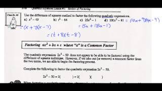 Math 20-2 Quad Equations Lesson 1 Math 20 2 Unit 2 Lesson 1